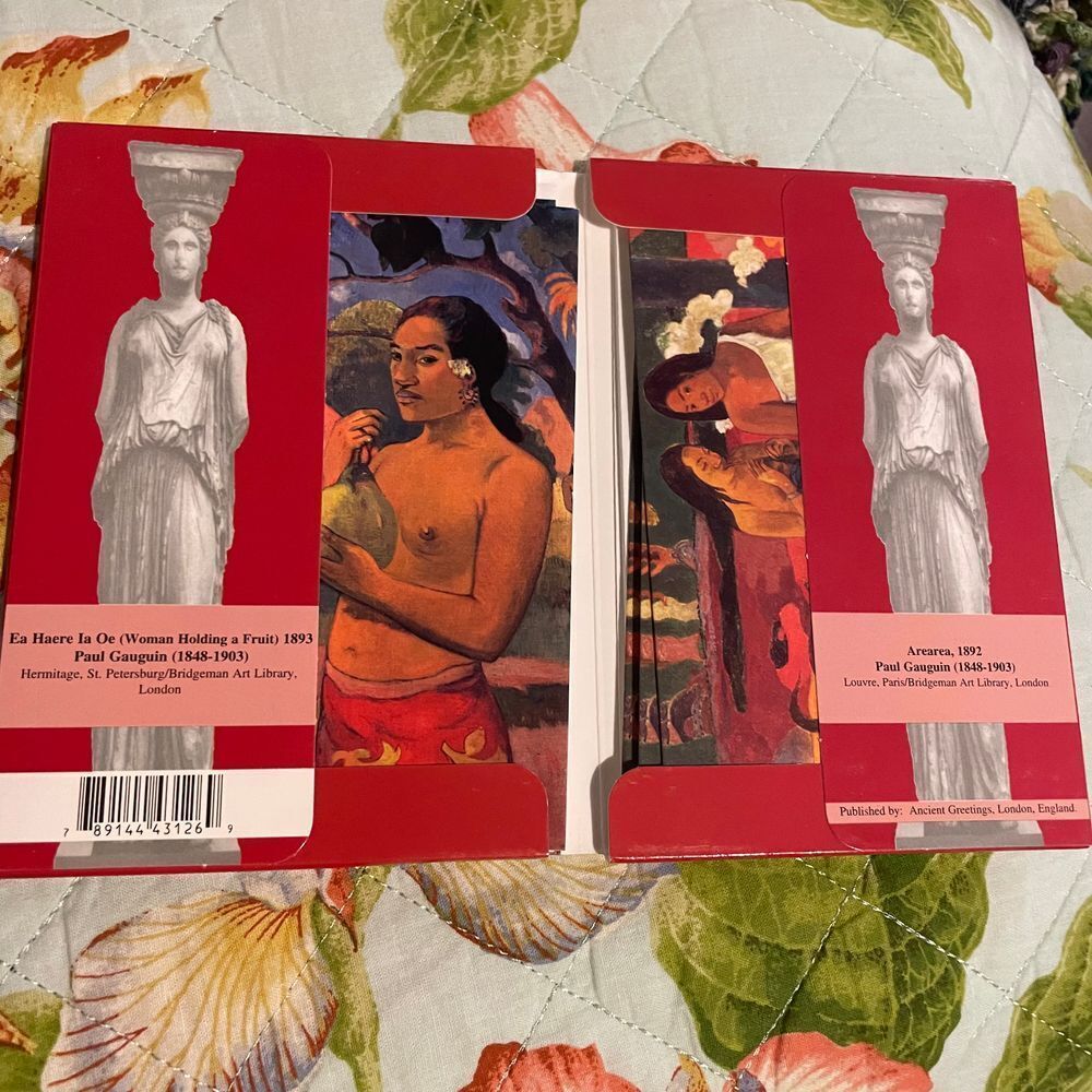 Paul Gauguin 10 notecards & envelopes New 3.5x5.5 Arearea & woman holding fruit‎